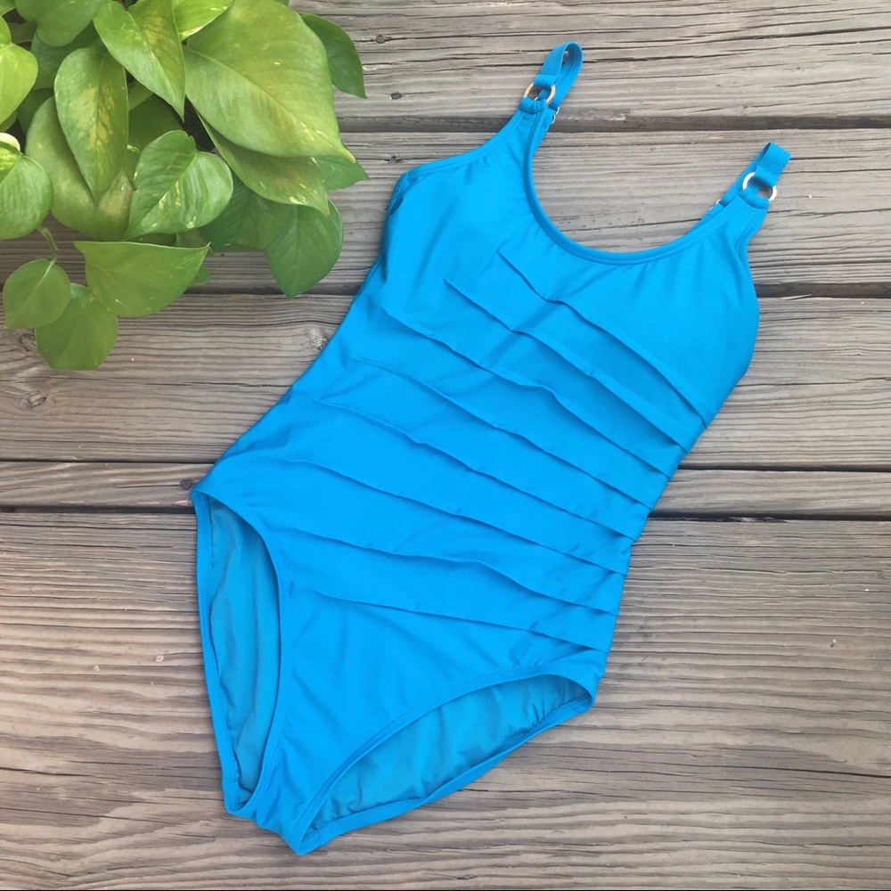 Calvin Klein Turquoise Blue One Piece Swimsuit Womens Size 6